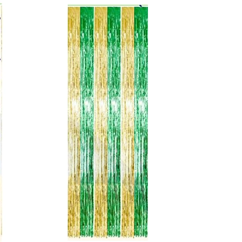 Cortina De Fita Metalizada Verde/amarela 1x2m