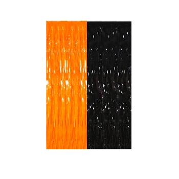 Cortina Decorativa Preta/laranja Ref.mod 649