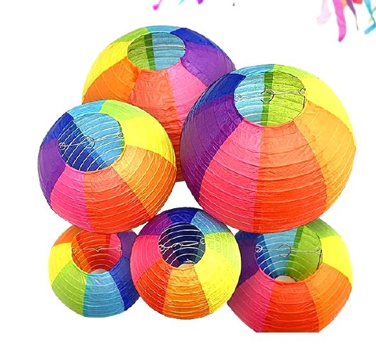 Enfeite Balao Luminaria Colorido Ref.j 59