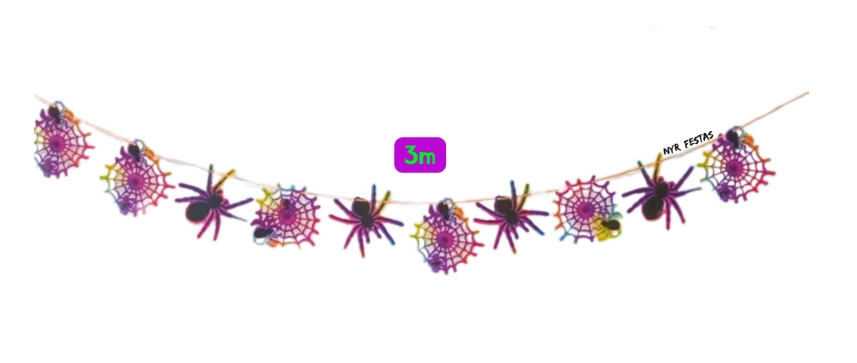 Varal C/teias E Aranhas Colorido 3m Nyr