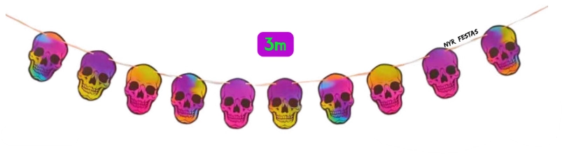 Varal Caveira Colorido 3m Nyr