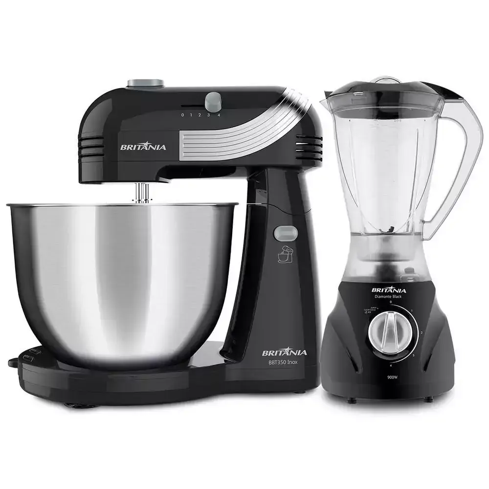 Kit Britânia Cozinha Black Batedeira e Liquidificador 220V