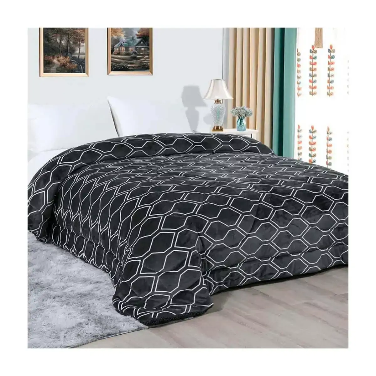 Edredom King Size Coberdrom Grande Macio Geometric Des 16