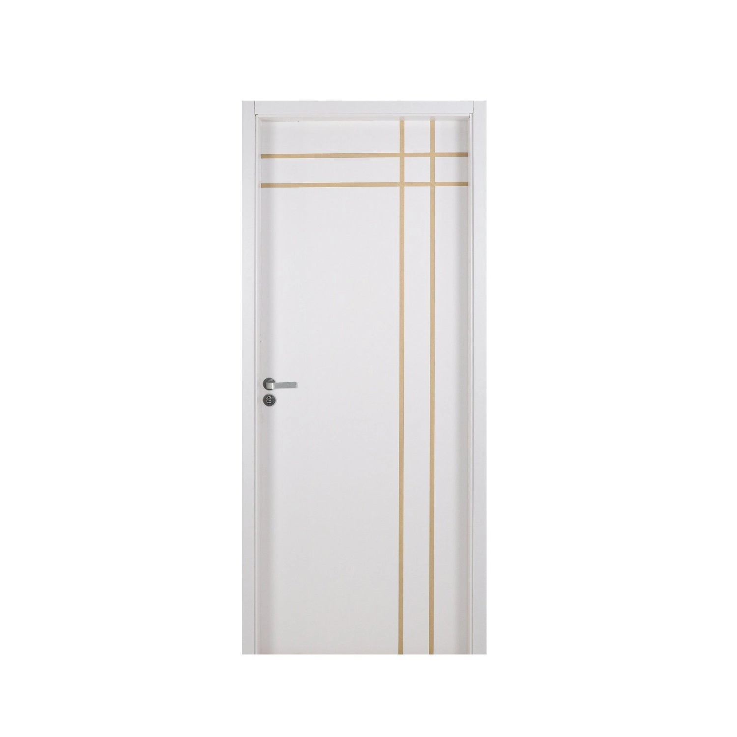 Kit Porta De Madeira Decorada 215x64cm Com Batente De Mdf Ultra 16cm Mantiqueira Mgm Branco