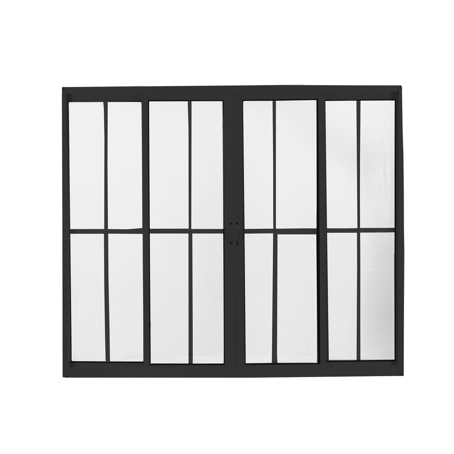 Janela De Aluminio De Correr 100x150cm 4 Folhas Com Grade Soft Preto