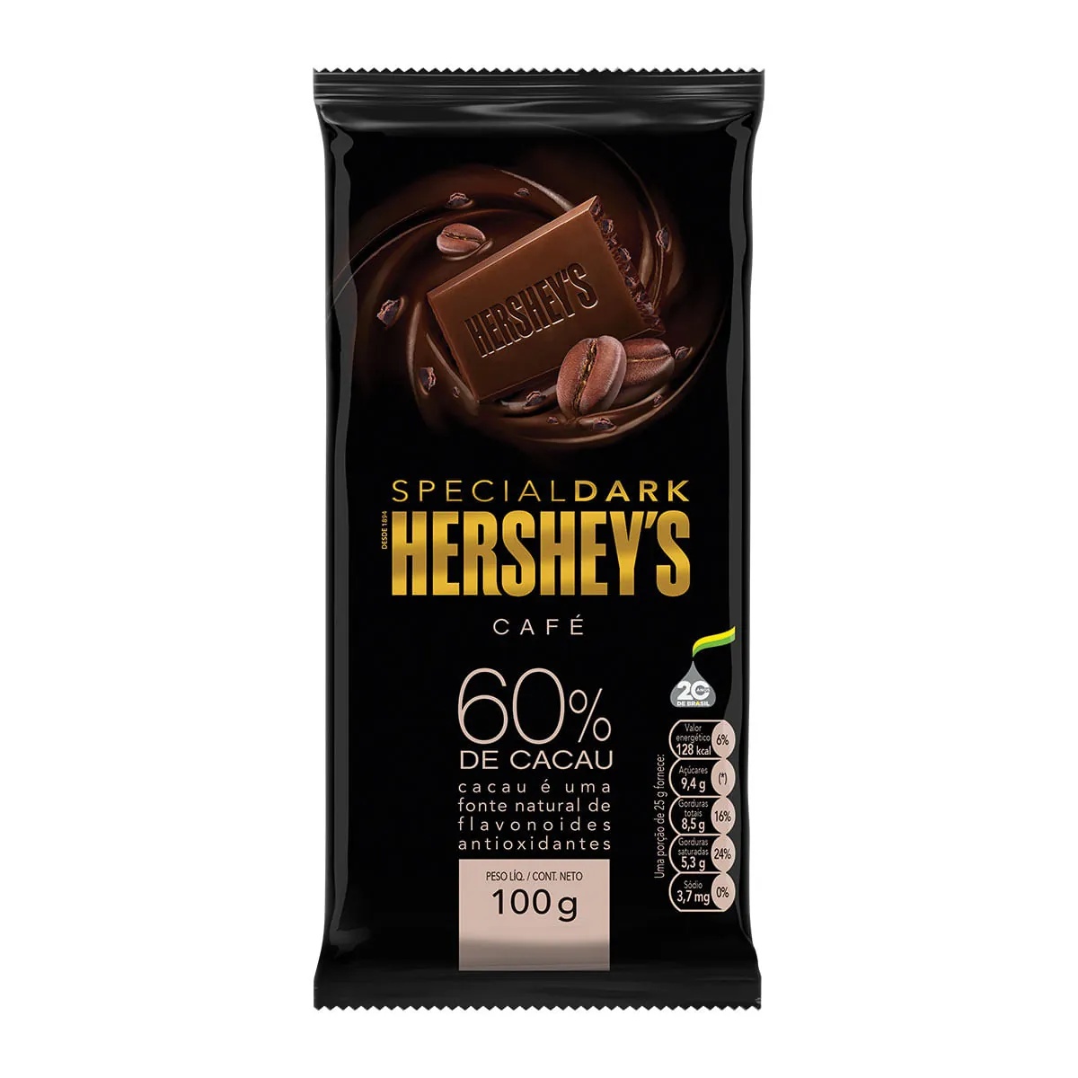 Chocolate Meio Amargo Sabor Café 60% Cacau Hershey's Special Dark 100g