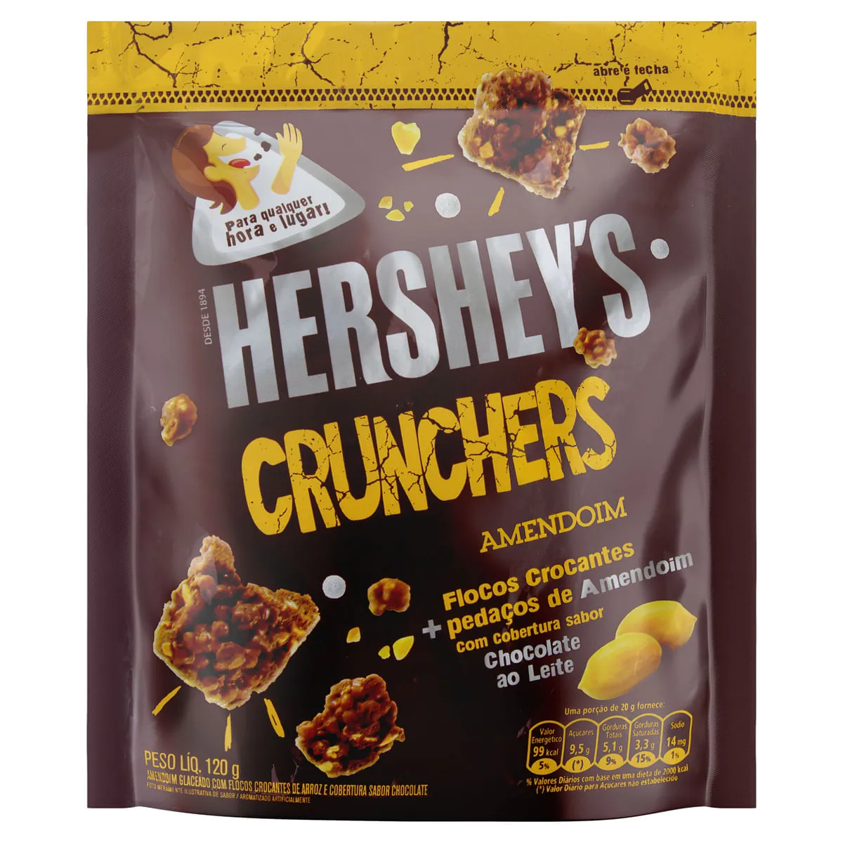 Flocos Crocantes de Amendoim com Chocolate ao Leite Hershey's Crunchers 120 g