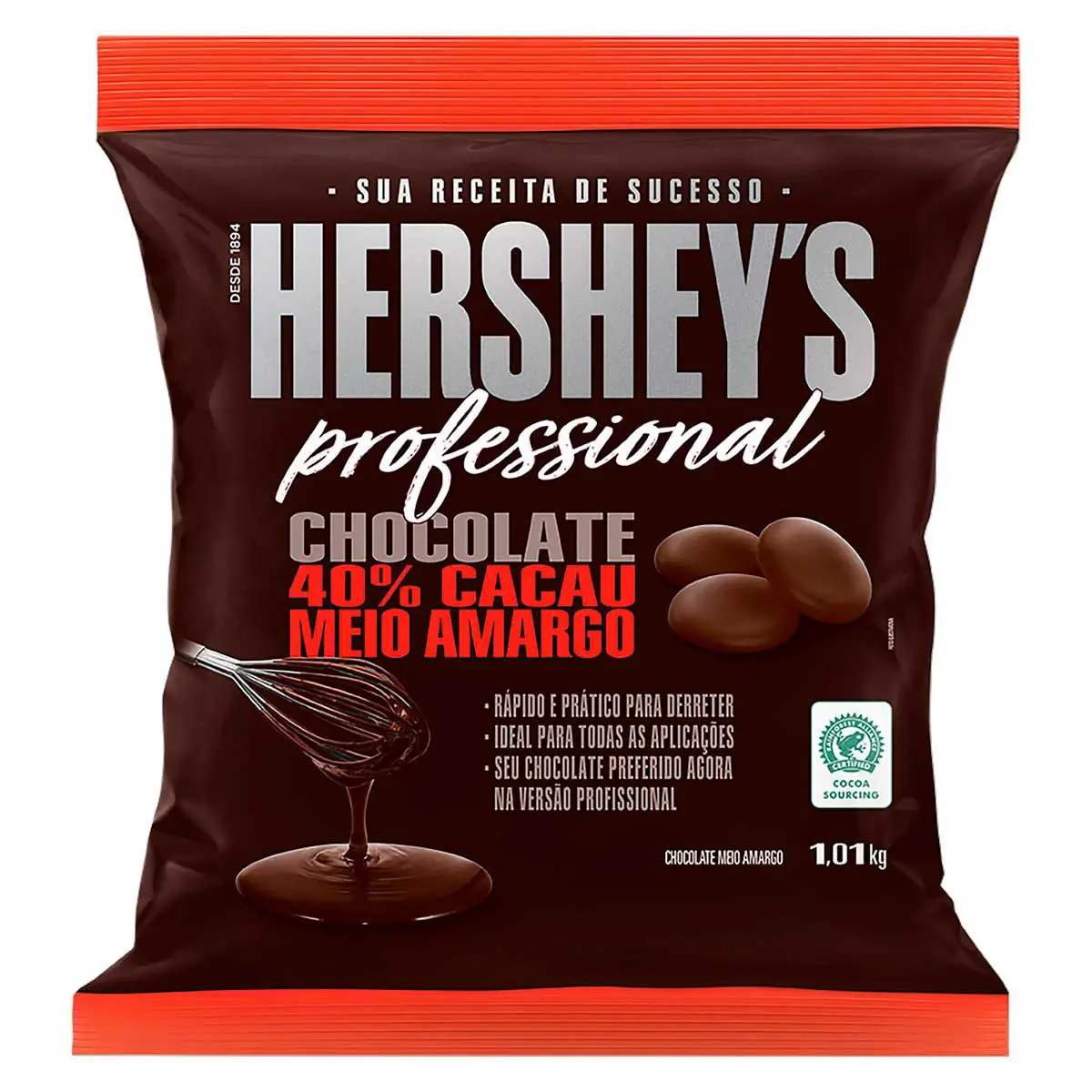 Chocolate Meio Amargo em Moedas 40% Cacau Hershey's Professional Pacote 1,01 Kg