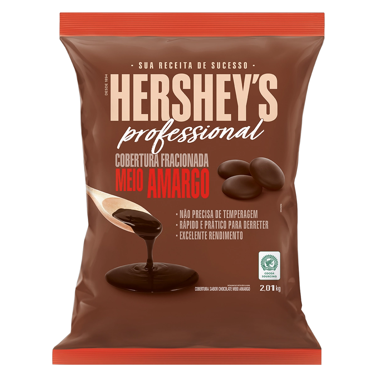 Cobertura Em Moedas Fracionada Chocolate Meio Amargo Hersheys Professional Pacote 2,01kg