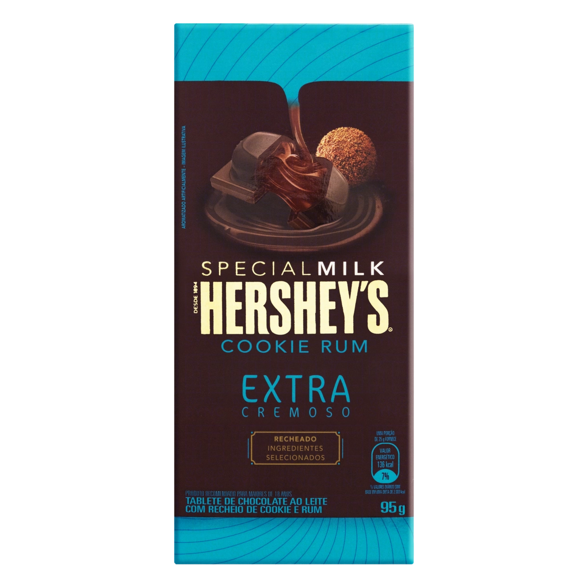 Chocolate Ao Leite Extracremoso Recheio Cookie Rum Hersheys Special Milk Caixa 95g
