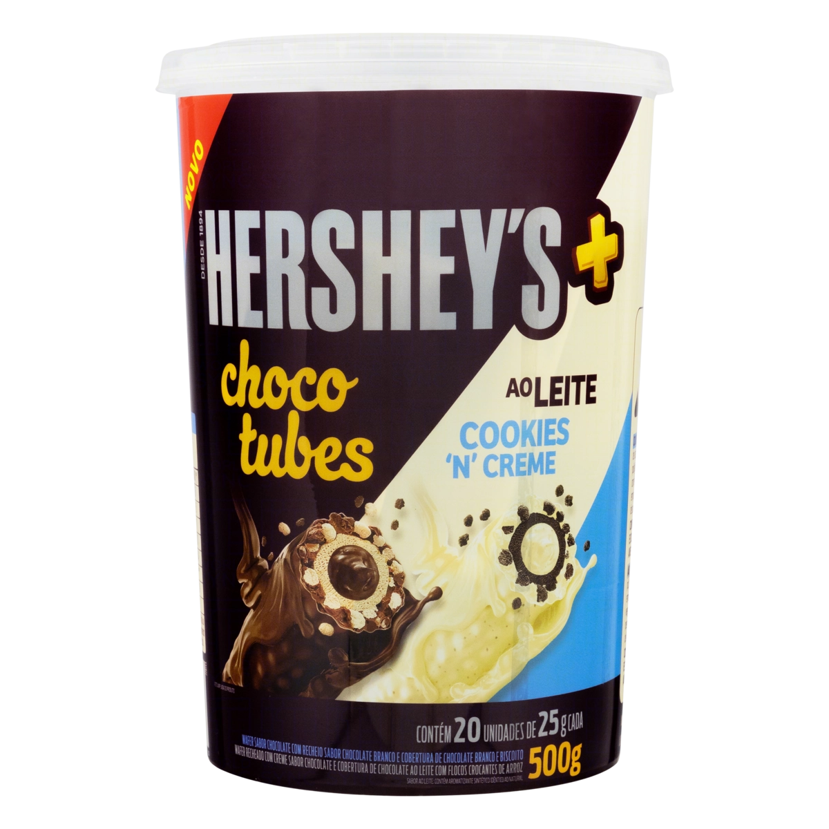 Pack Rolinhos De Wafer Cookies N Creme Chocolate Ao Leite Hersheys Mais Chocotubes Pote 500g 20 Unid