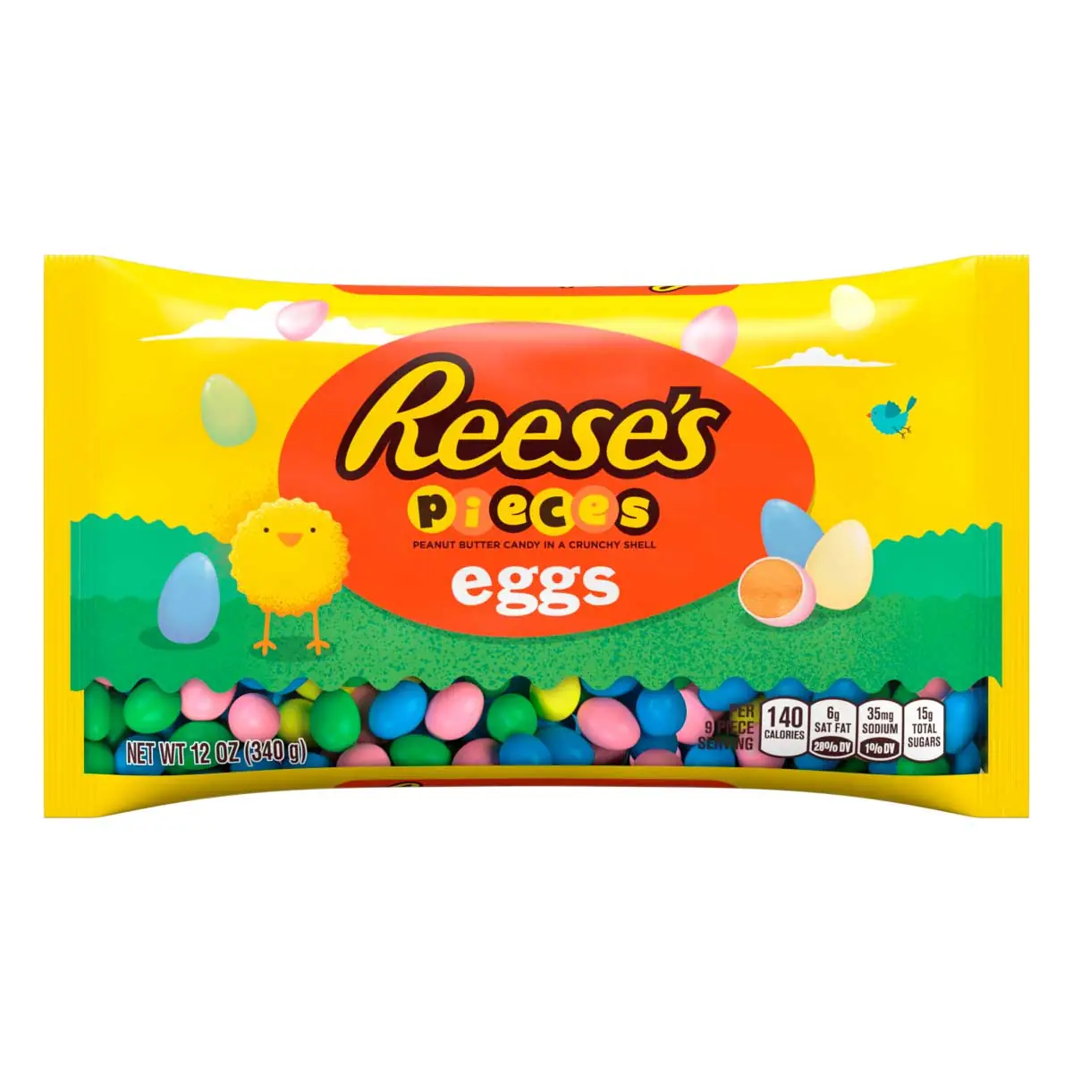 Confeito de Chocolate Recheio Pasta de Amendoim Reese's Pieces Eggs Pacote 340 g