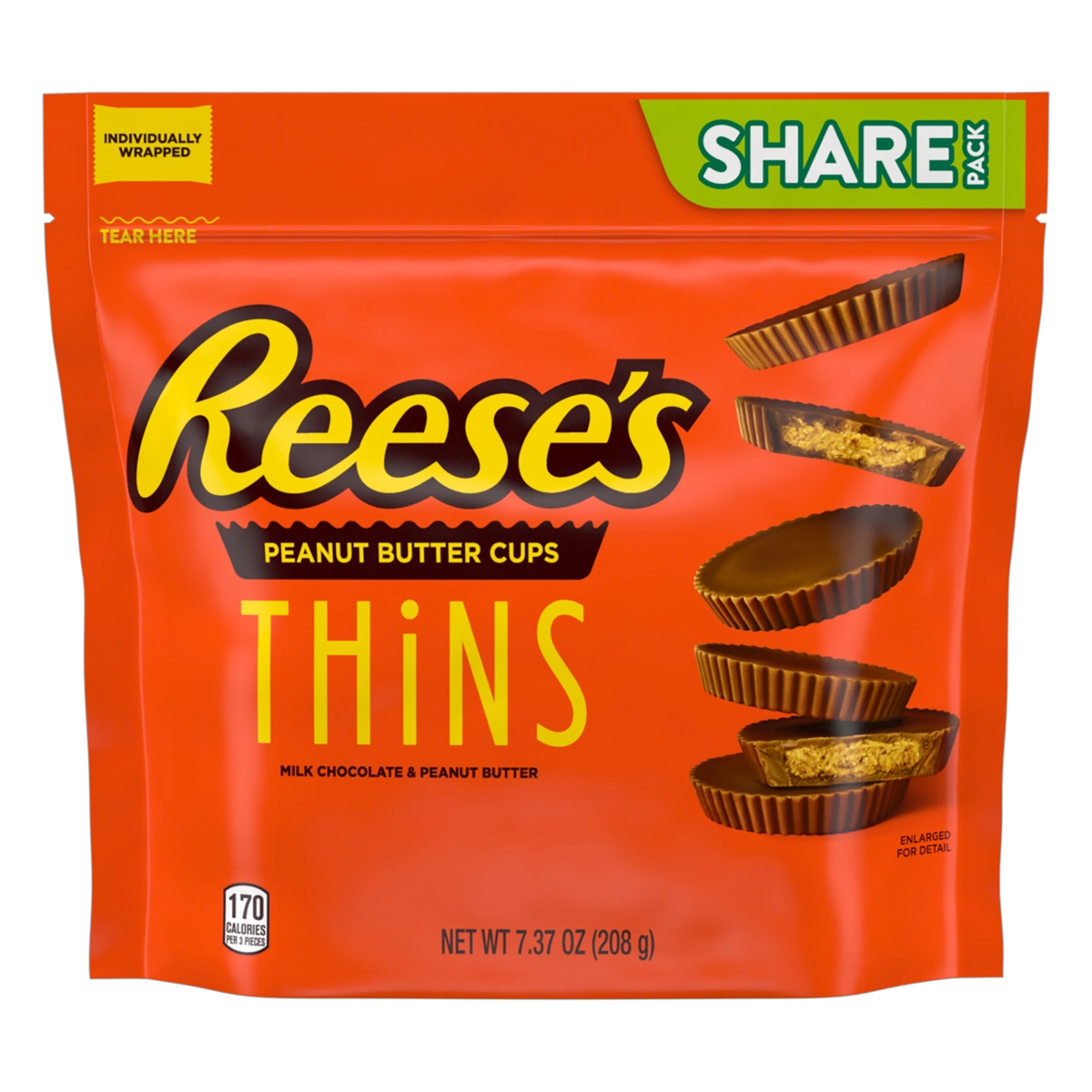 Chocolate Ao Leite Recheio Pasta De Amendoim Reeses Thins Pouch 208g