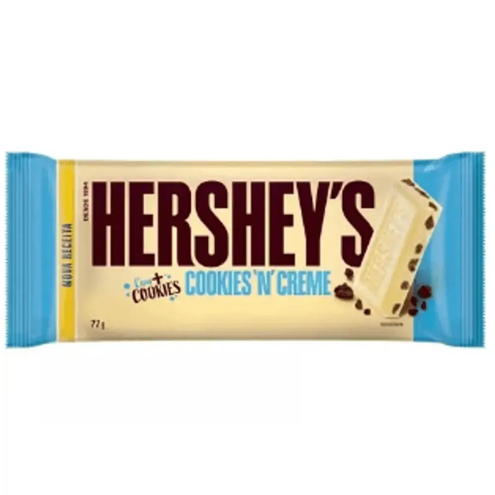 Barra de Chocolate Hershey's Cookies'n'Creme Chocolate Branco 77g