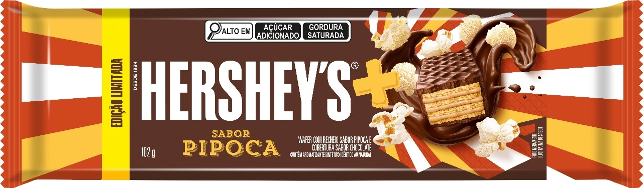 Wafer Recheio Pipoca Cobertura Chocolate Hersheys Mais Pacote 102g