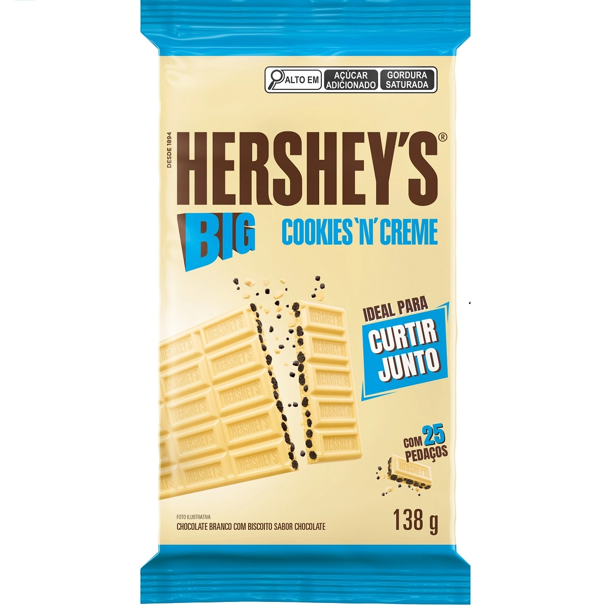 Chocolate Branco Cookies N Creme Hersheys Big Pacote 138g
