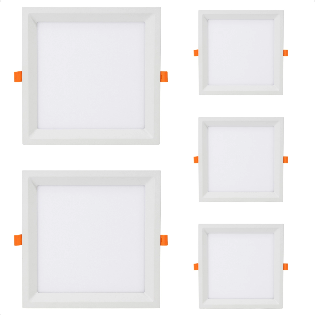 Kit 5 Painel De Led Quadrado Embutir Recuado 12w Bivolt Taschibra 3000k Quente