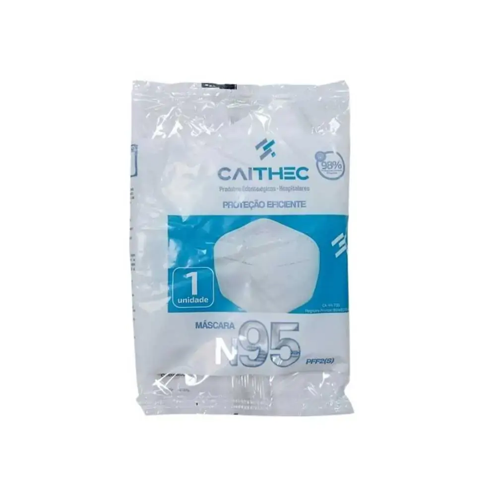 Máscara Descartável Sem Válvula N95 PFF2 Branca Com Elástico de Cabeça - Caithec - 26.9188