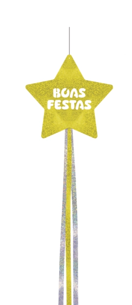 Decor Pap Pendurar Estrela Dour Glitter Feliz Ano Novo 30x36cm Marques
