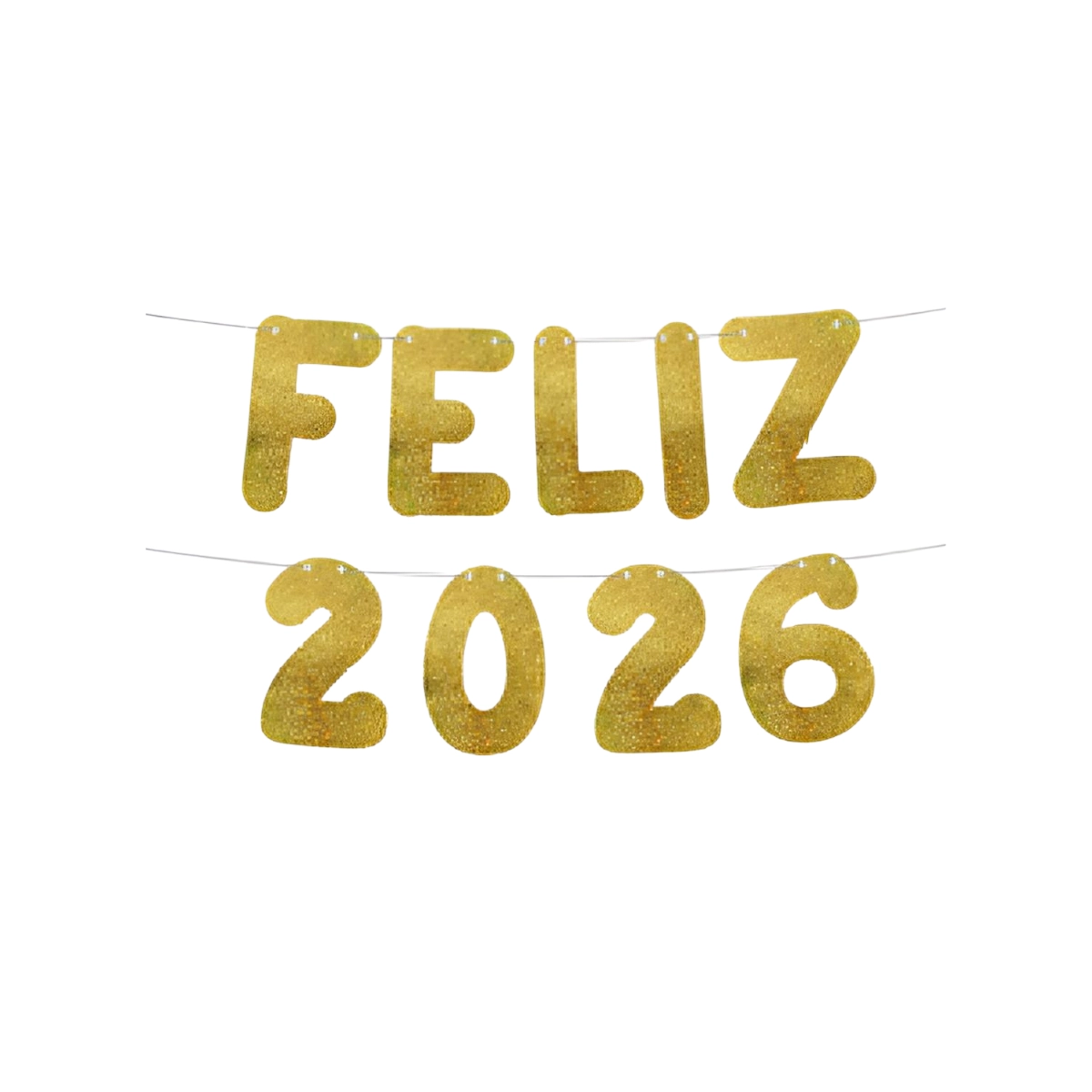 Varal Feliz 2026 Metalizado Glitter Amarelo Marques