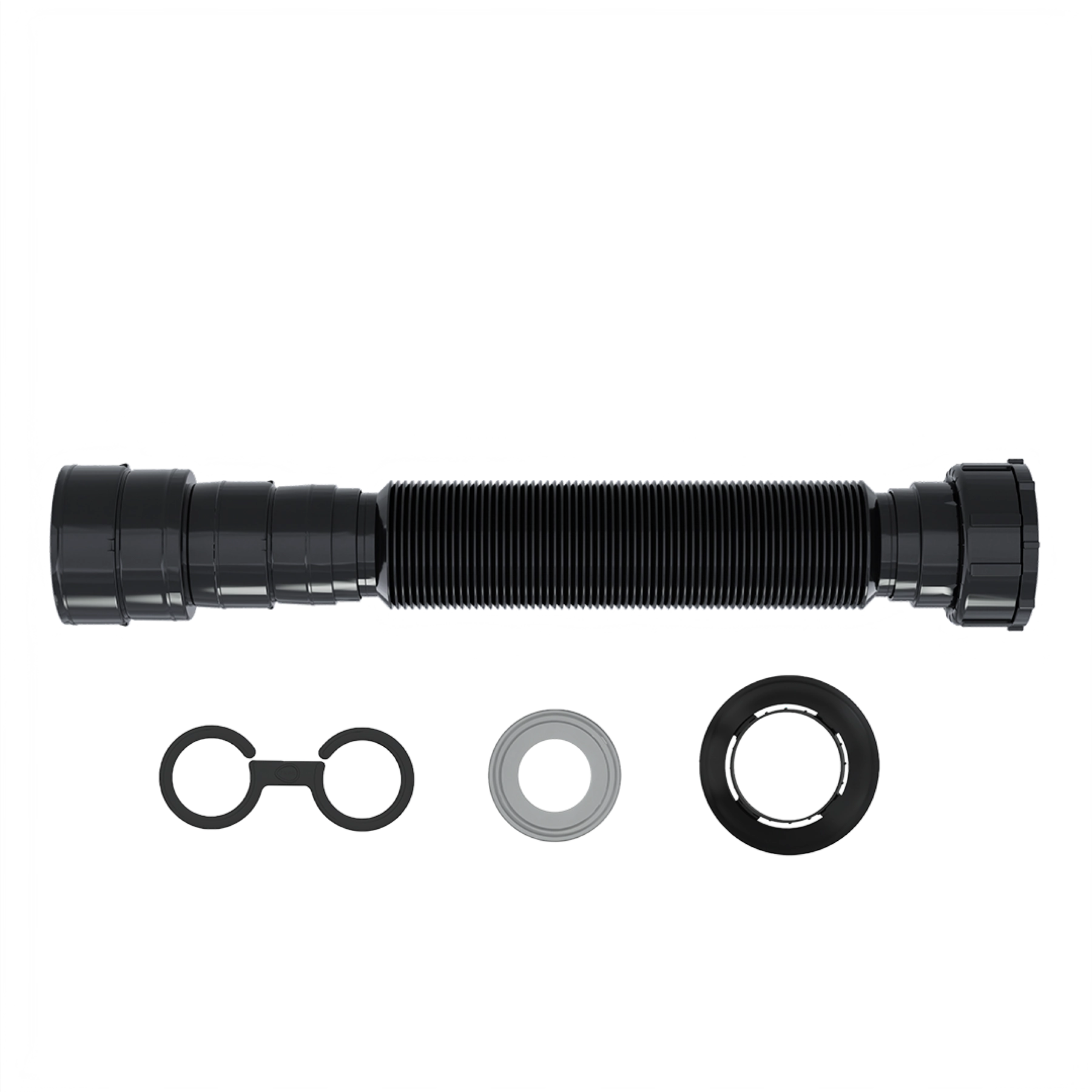Sifão Extensível Preto com Canopla 70cm Blukit