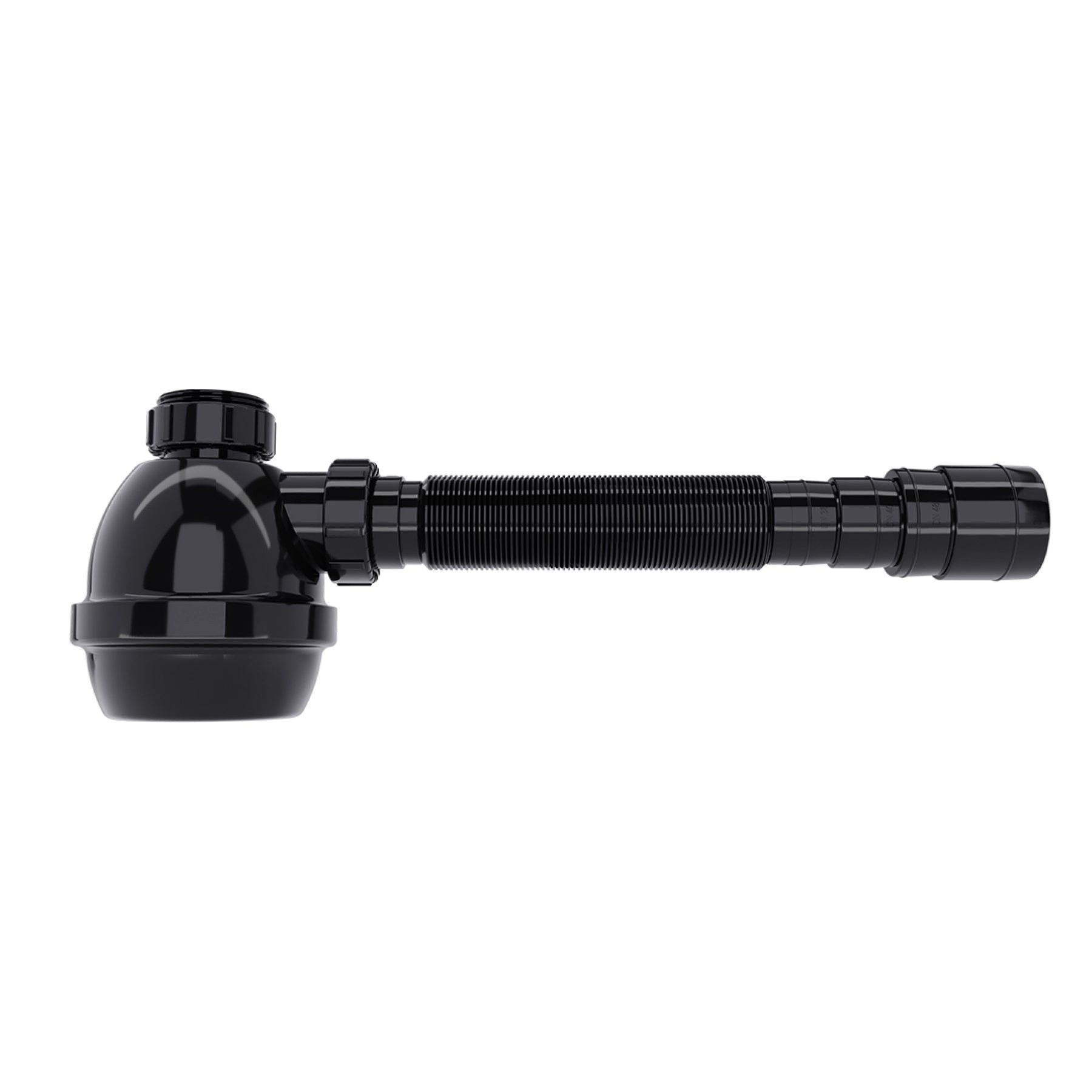 Sifão para Pia Extensível em ABS Preto 29cm com Copo Blukit