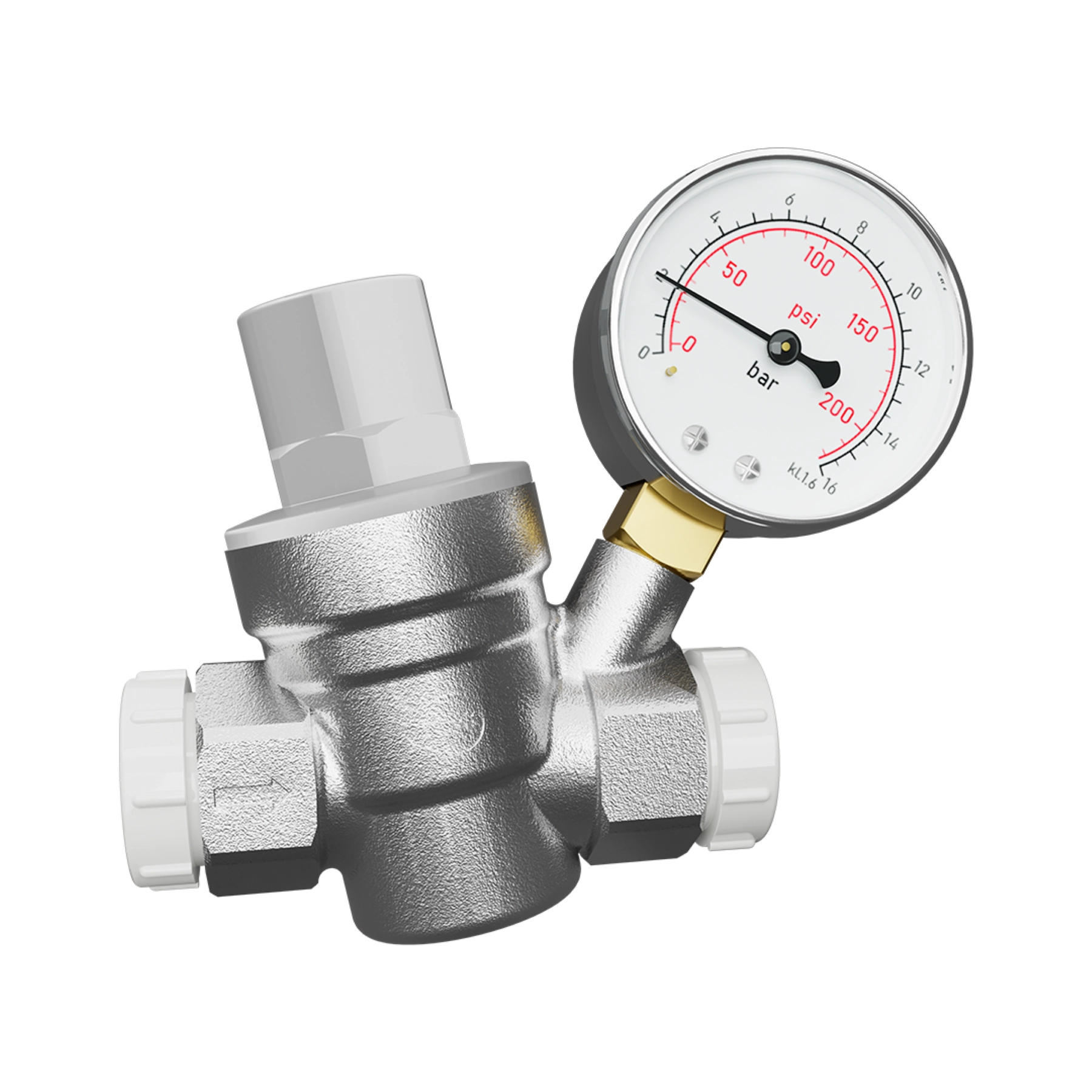 Válvula Redutora De Pressão com Manômetro e Redução 3/4" 1/2" Blukit