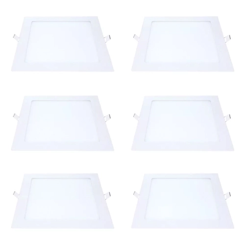 Kit 6 Painel Led Embutir Quadrado 18w 6500k 22x22cm Avant