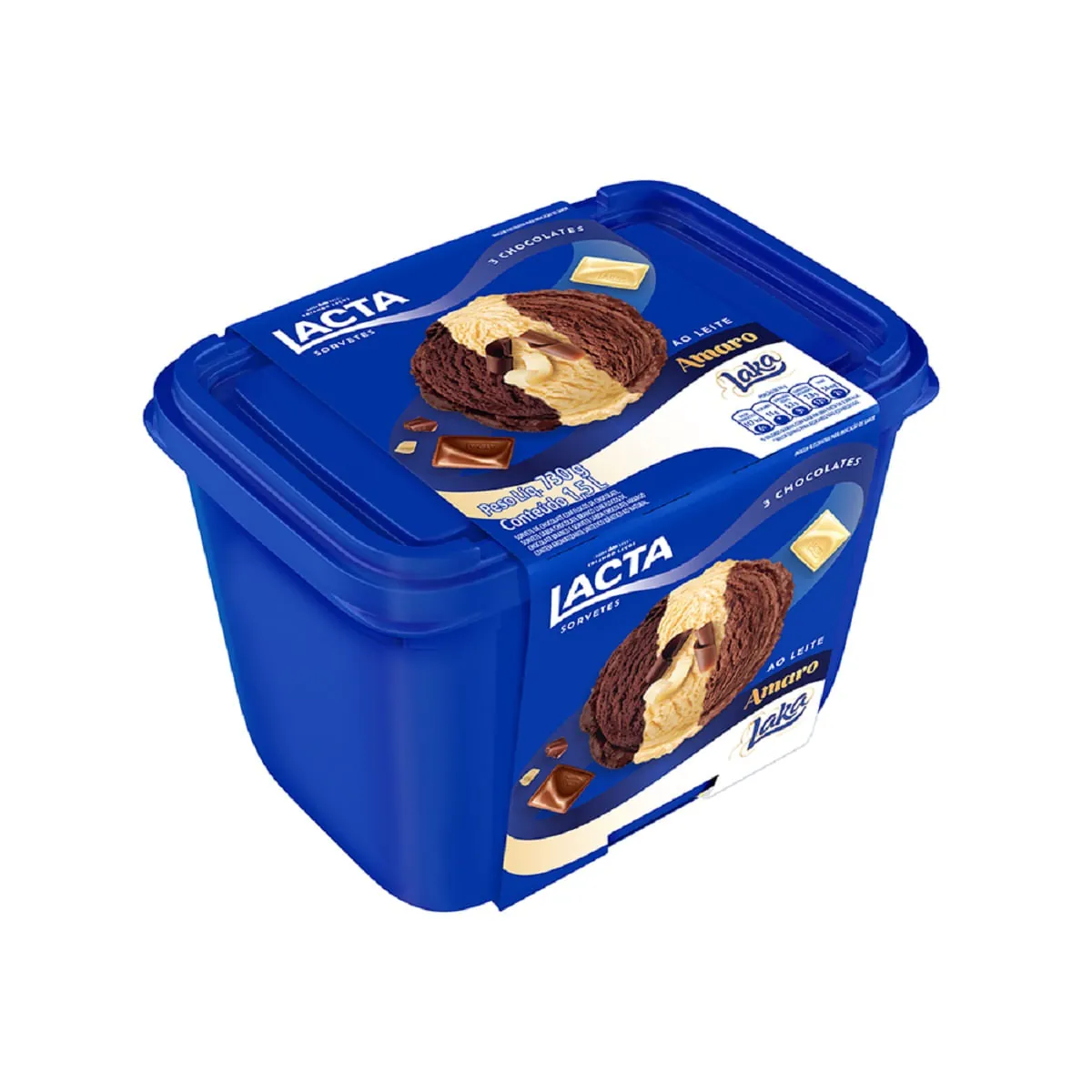 Sorvete Sabor 3 Chocolates LACTA 1,5 Litros
