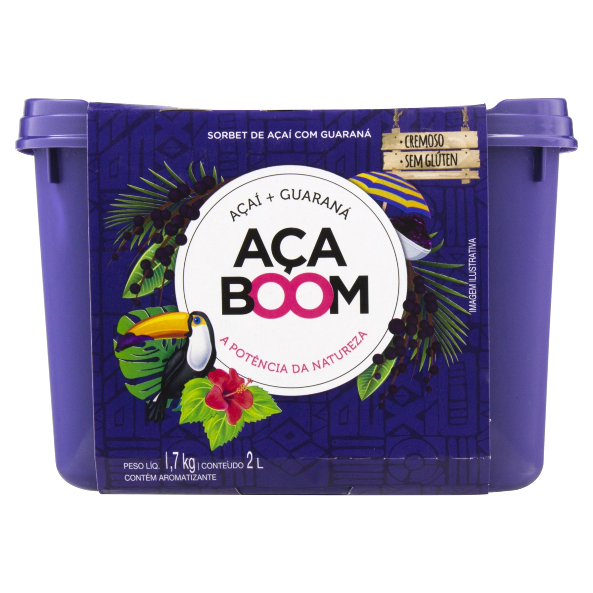 Sorbet Açaí Com Guaraná Aça Boom Pote 2l