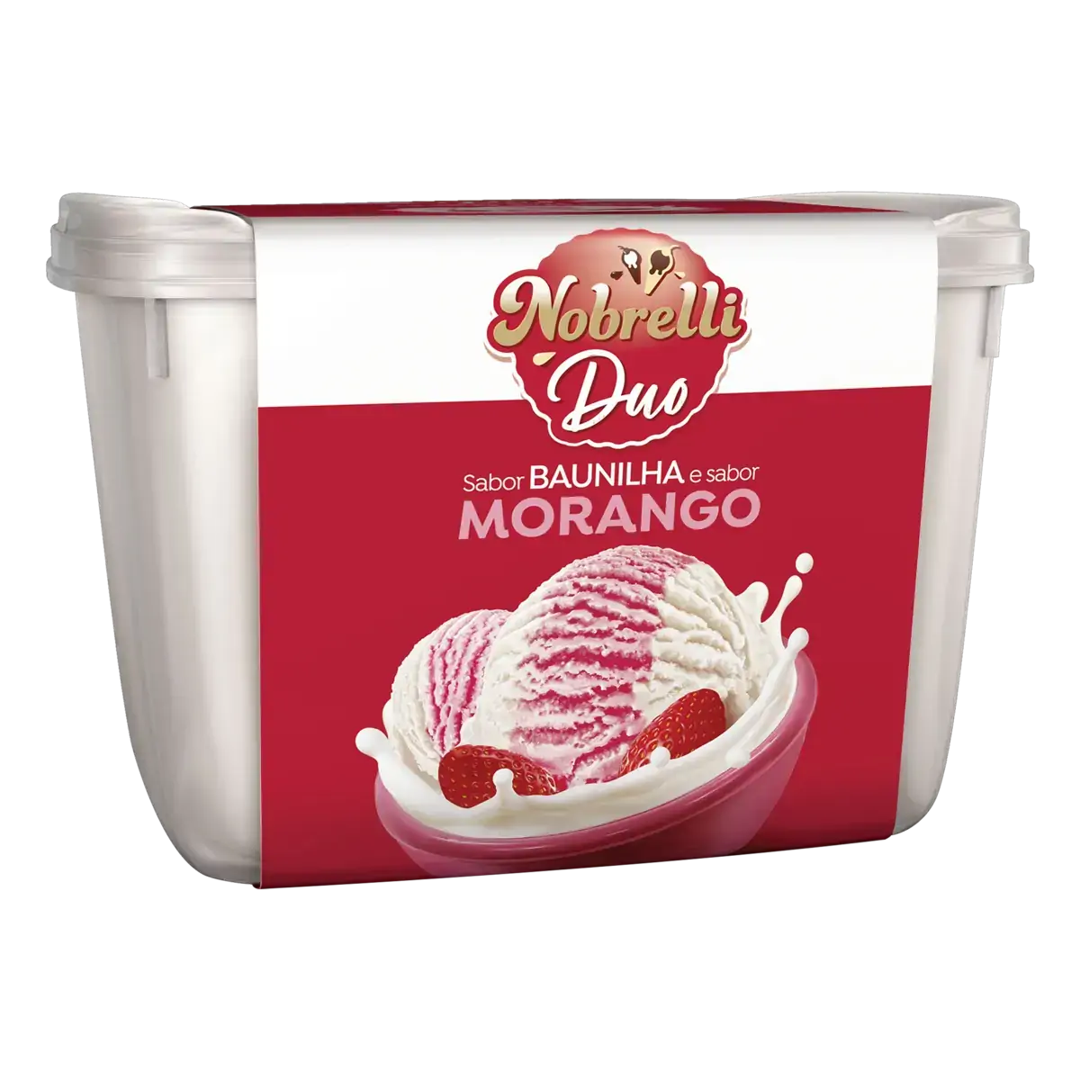 Sorvete Morango com Baunilha Nobrelli Duo Pote 1,8l