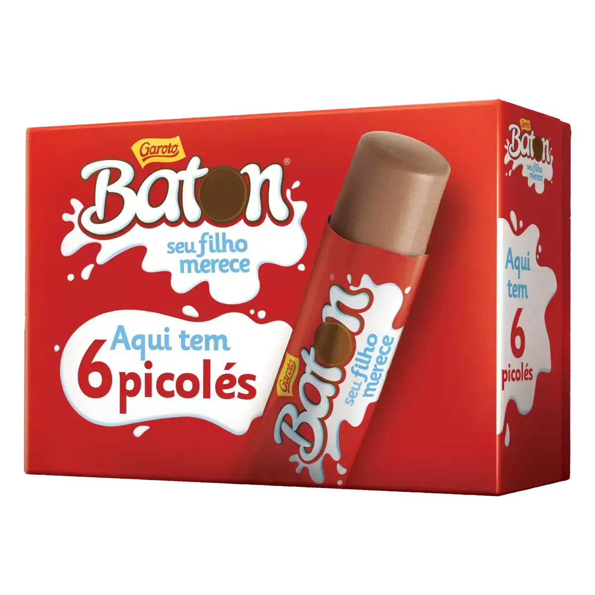 Pack Picolé Chocolate Garoto Baton Caixa 270g 6 Unidades