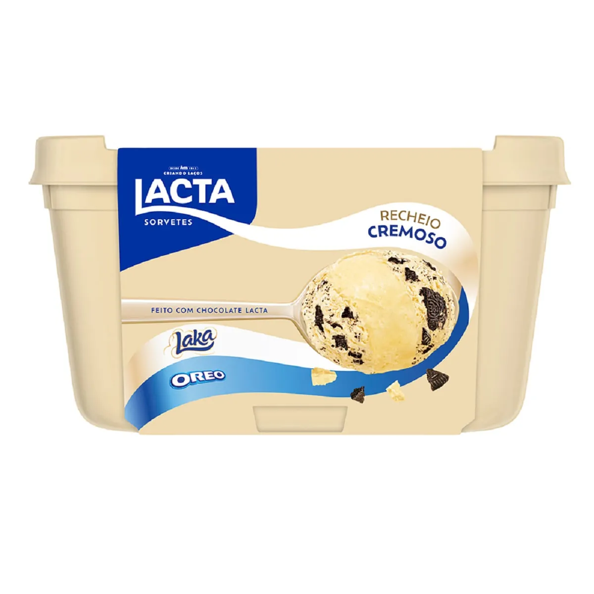 Sorvete Laka e Oreo Lacta Pote 1 L