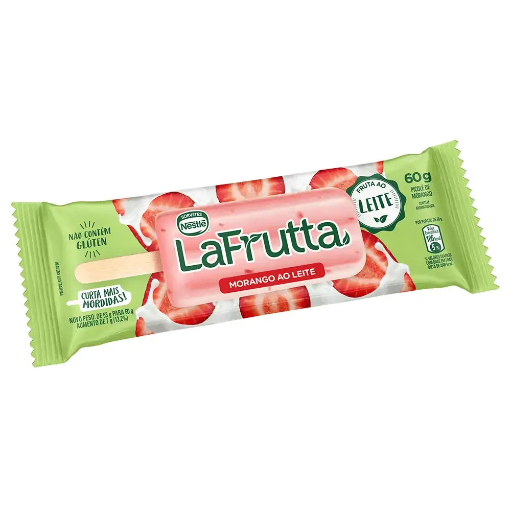 Picolé Morango Ao Leite La Frutta Pacote 60g