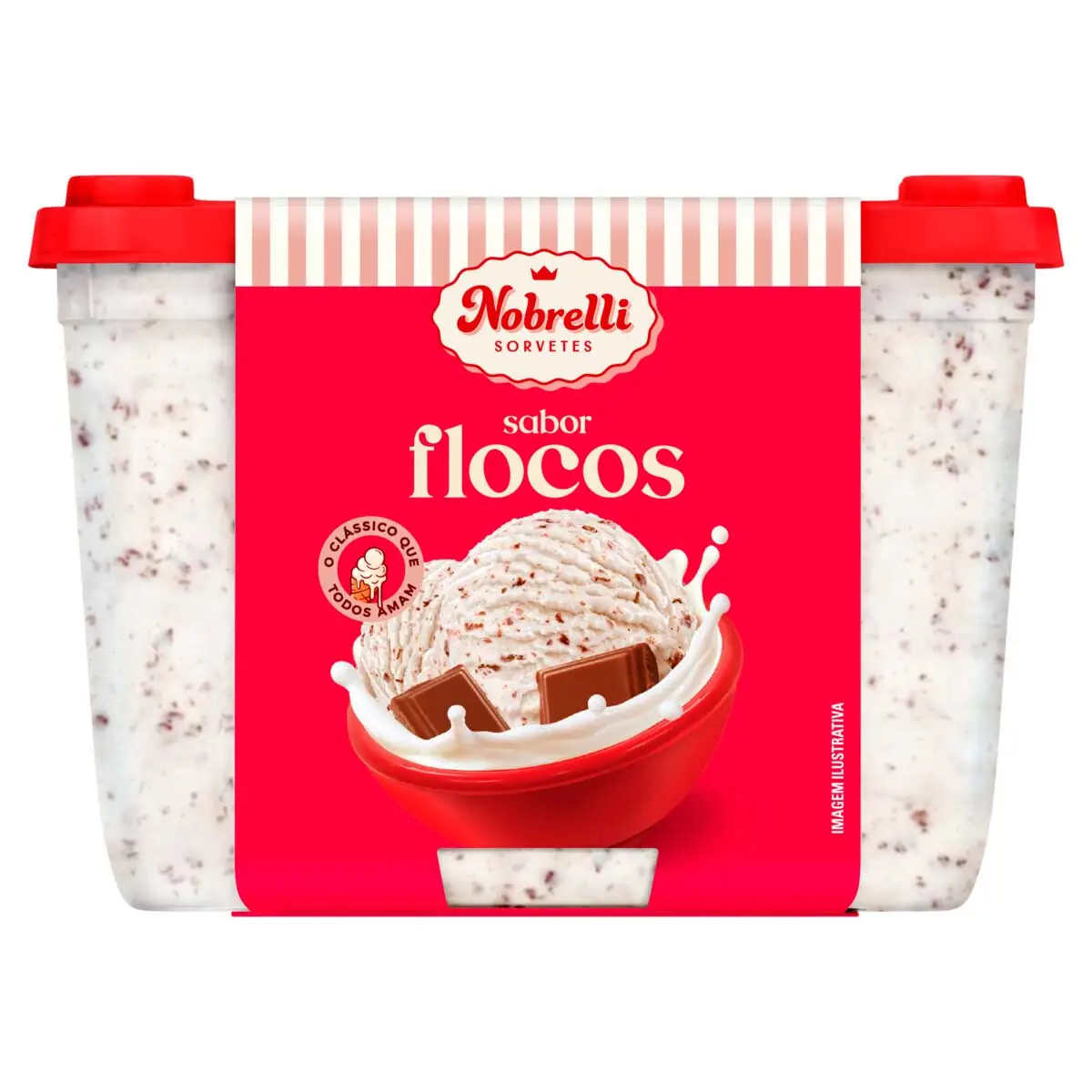 Sorvete Sabor Baunilha com Flocos Chocolate Nobrelli 1,3L