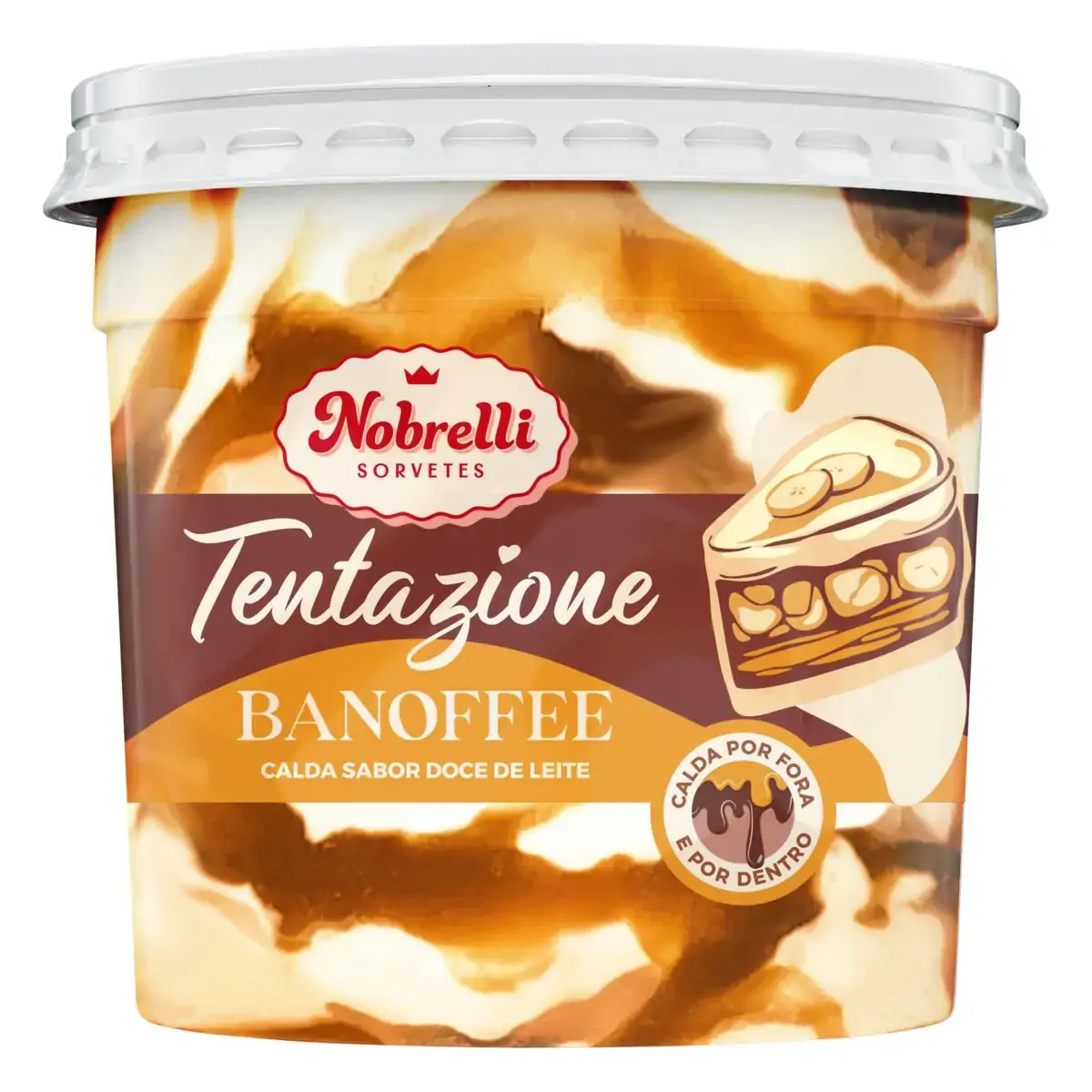 Sorvete Banoffee Calda Doce de Leite Nobrelli Tentazione Pote 1,5l