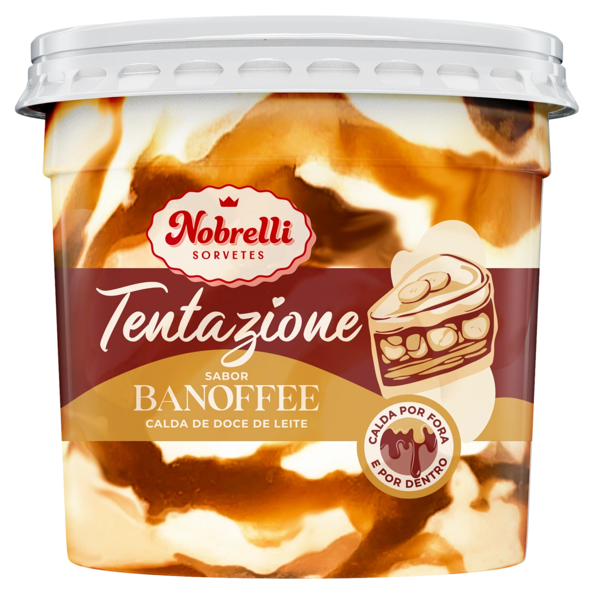Sorvete Banoffee Calda Doce De Leite Nobrelli Tentazione Pote 1,5l