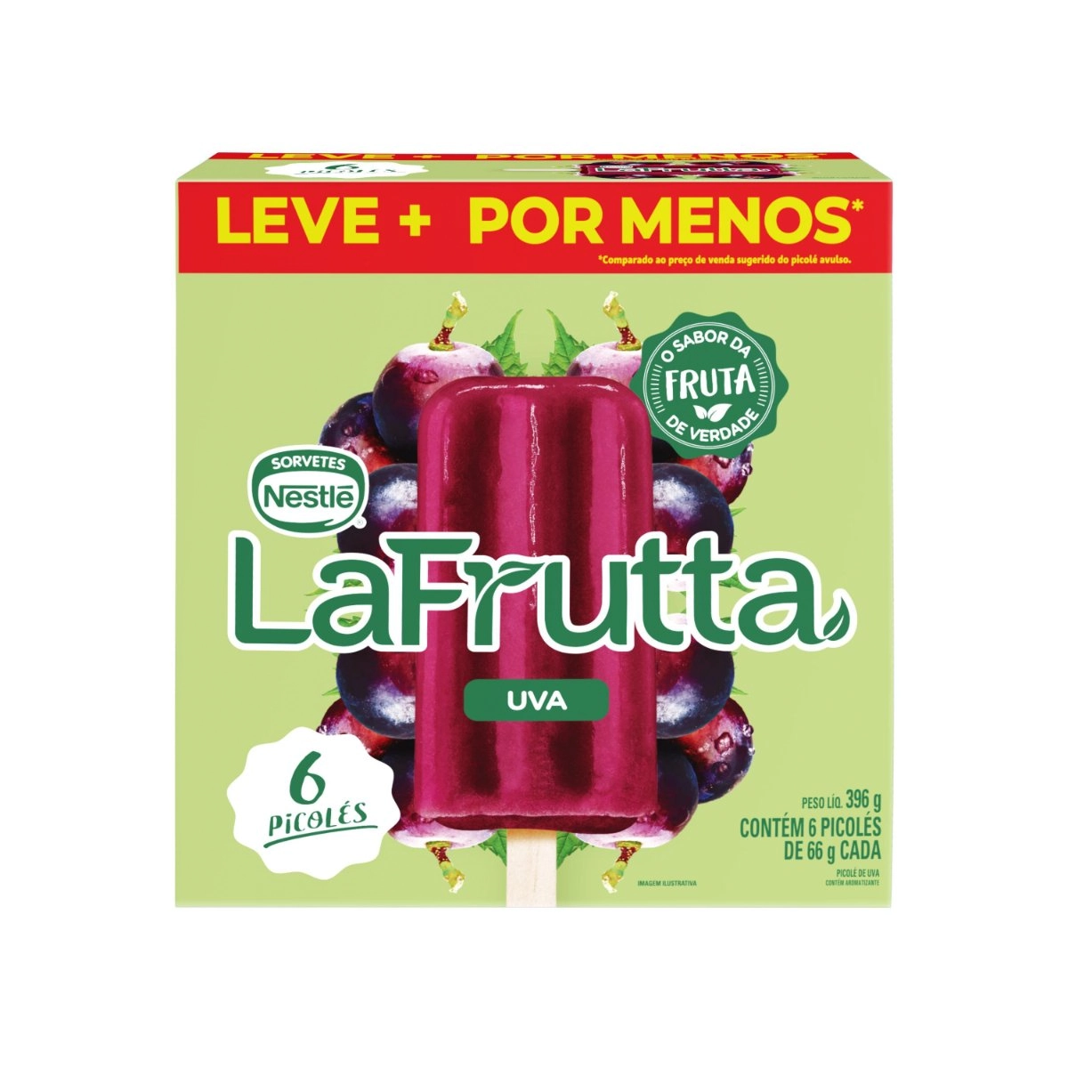 Pack Picolé Uva La Frutta Caixa 396g 6 Unidades Leve Mais Pague Menos