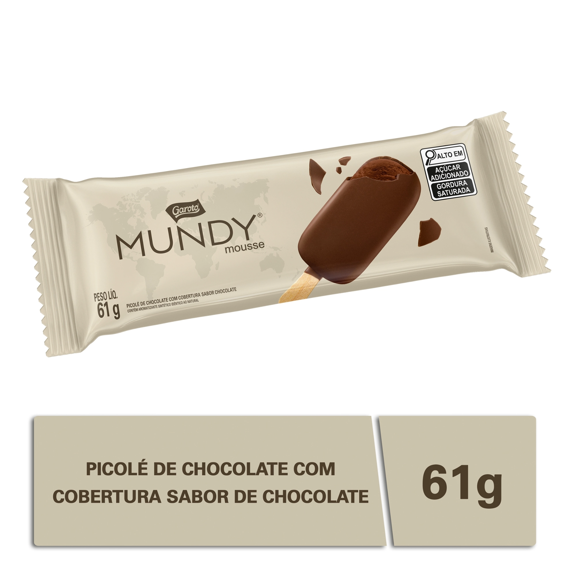 Picolé Mundy Mousse Garoto Pacote 61g