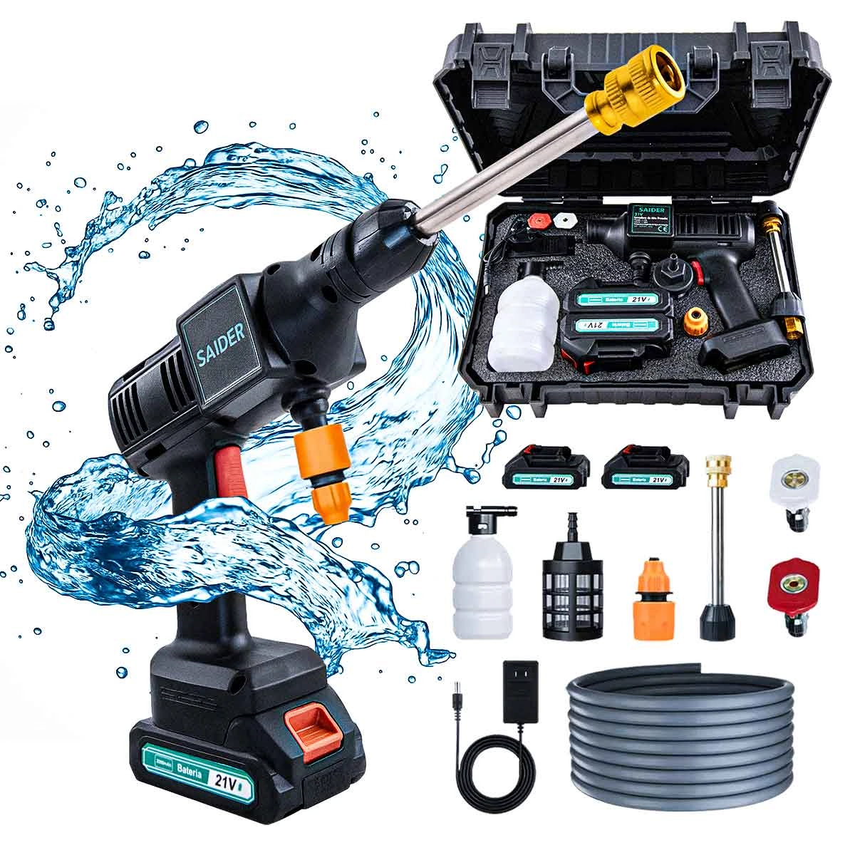 Lavadora Lavajato De Alta Pressão Portatil S/ Fio 500psi Saider Sa0005