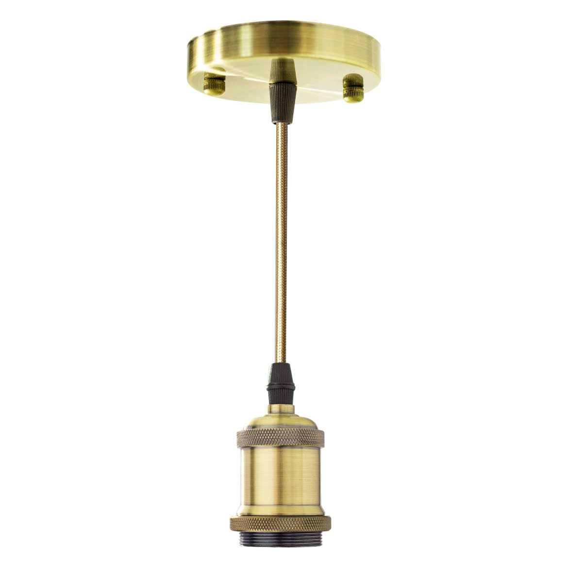 Pendente Tubo Cilindro Metal Bronze Soquete E27 Cordão Bronze St1374