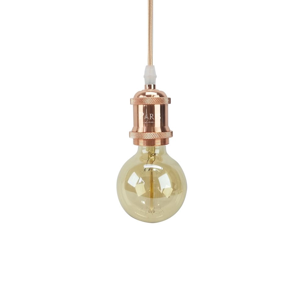 Pendente Soquete Cobre Rose 1e27 Vintage Cordão Ds2342 Delis
