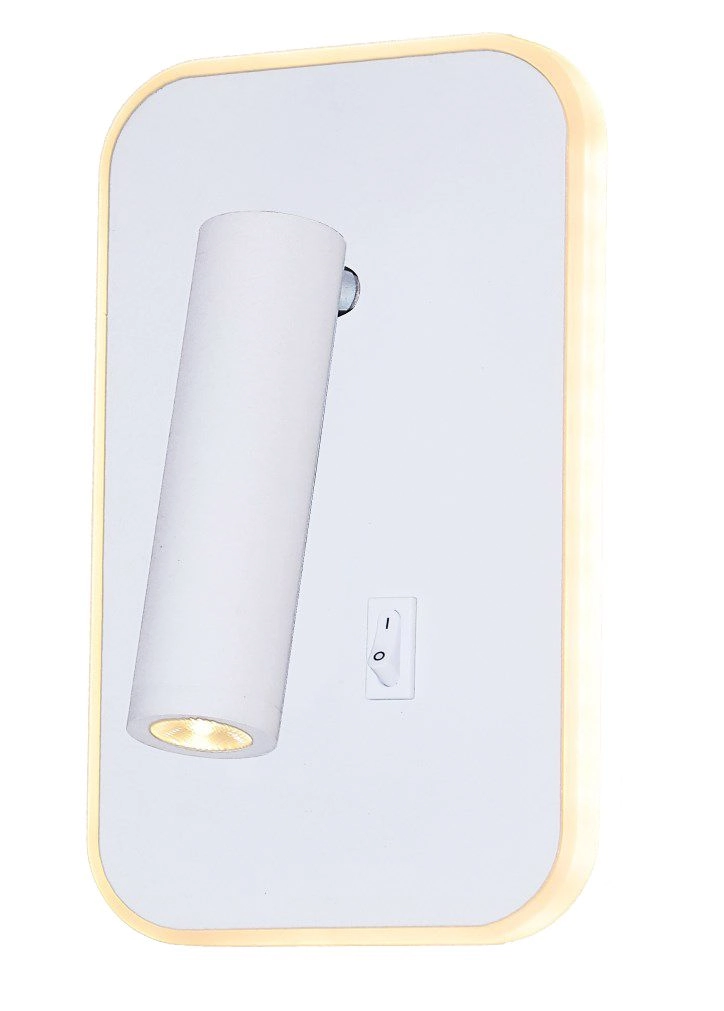 Arandela Metal Cabeceira 19cm Branca Led 10+3w 3000k Delis