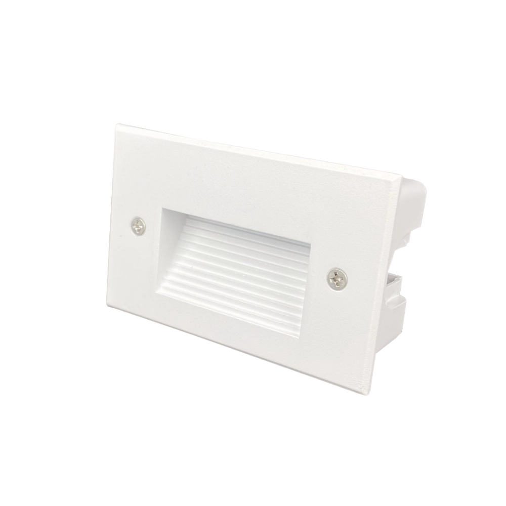 Balizador De Embutir Retangular Branco Ip65 Led 3w 3000k Bivolt Ds9803 Delis