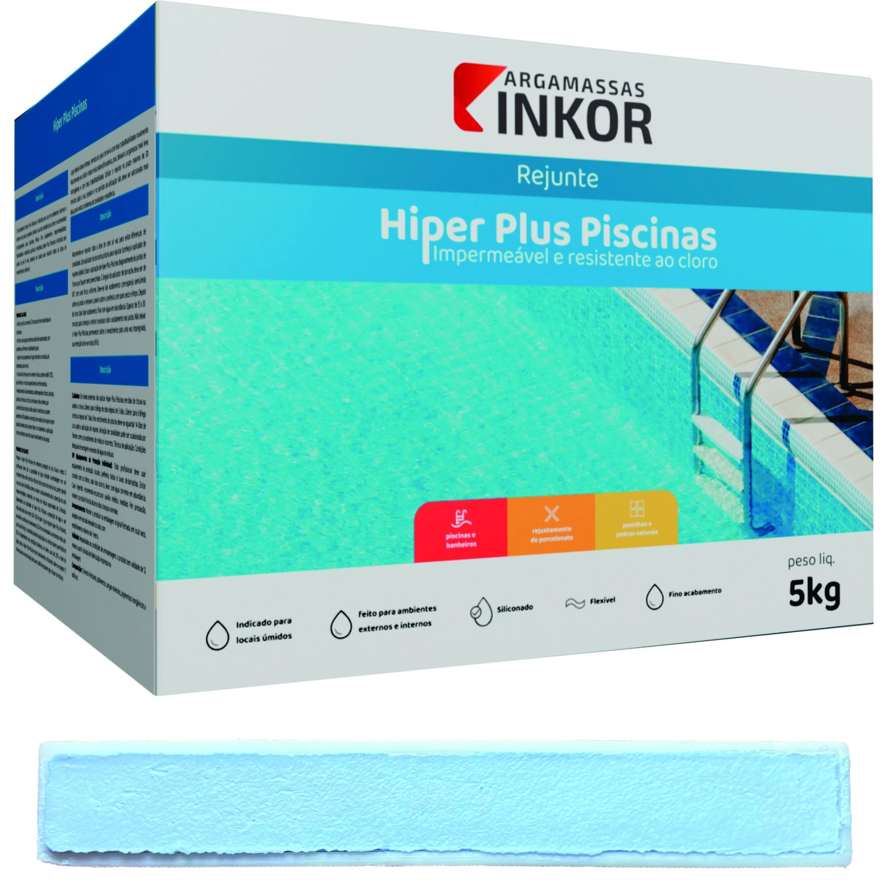 Rejunte Hiper Plus Premium Piscina Siliconado 5kg Inkor Azul Celeste