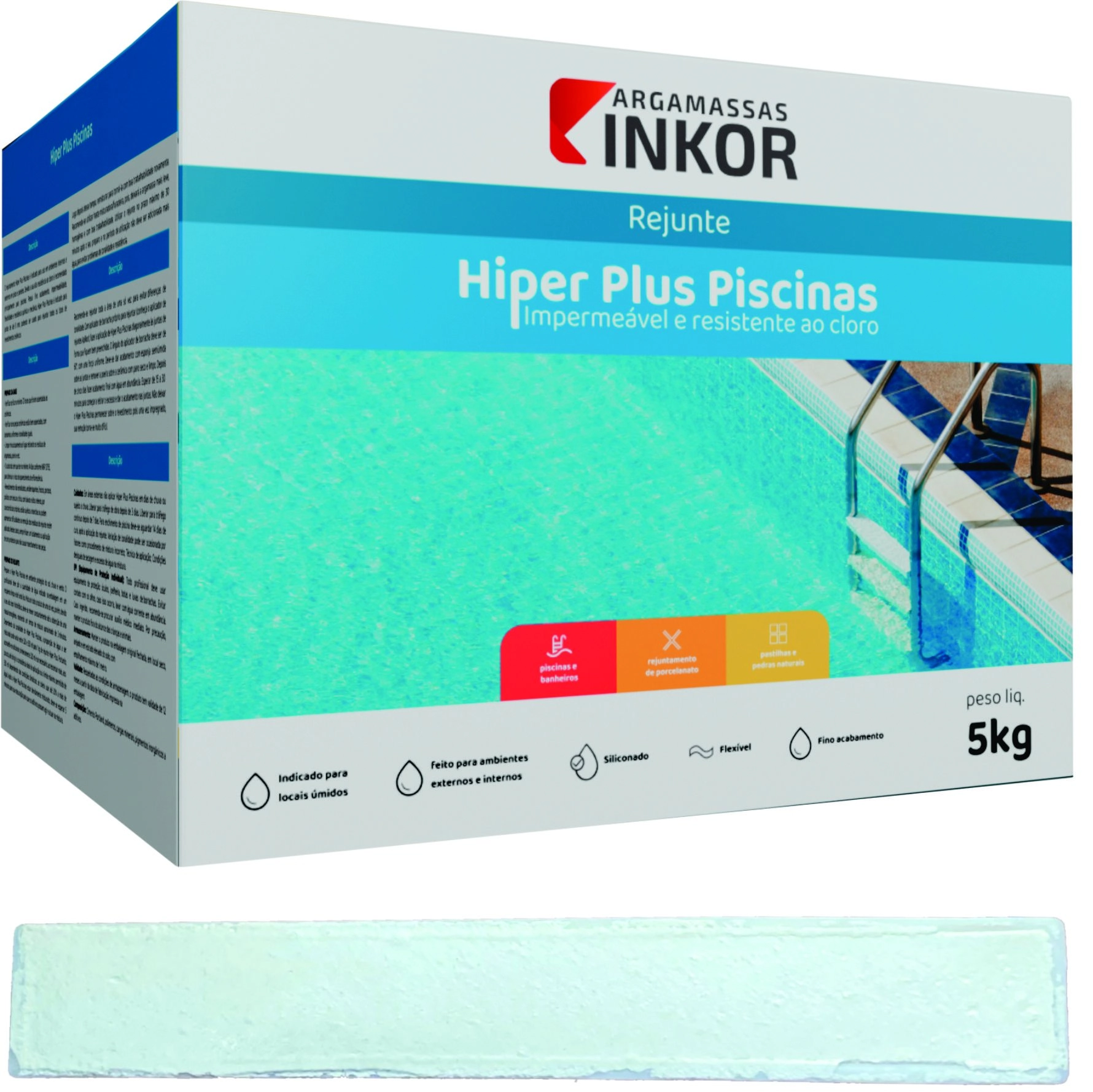 Rejunte Hiper Plus Premium Piscina Siliconado 5kg Inkor Branco