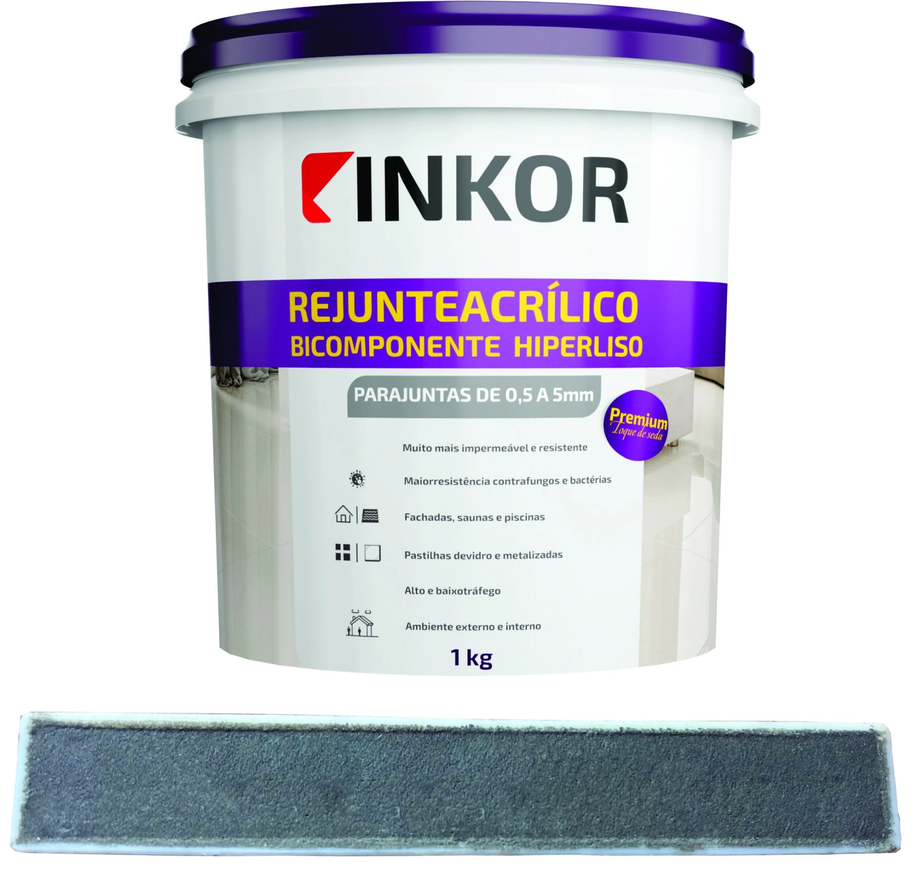 Rejunte Acrílico Flexível Premium 1kg Inkor Grafite
