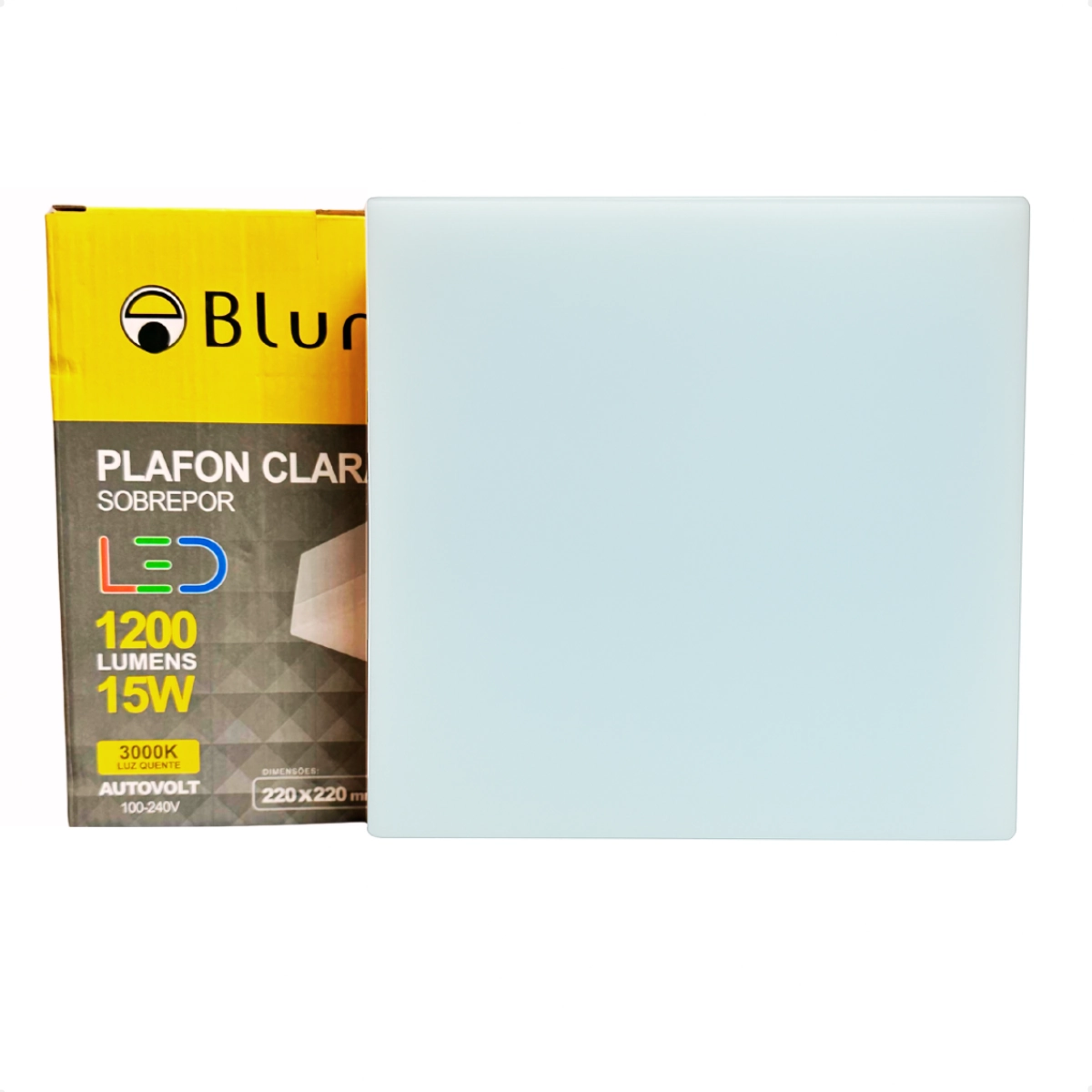 Painel Com Placa De Led 15w Clara Quadrado Sobrepor Bivolt 3000k Quente