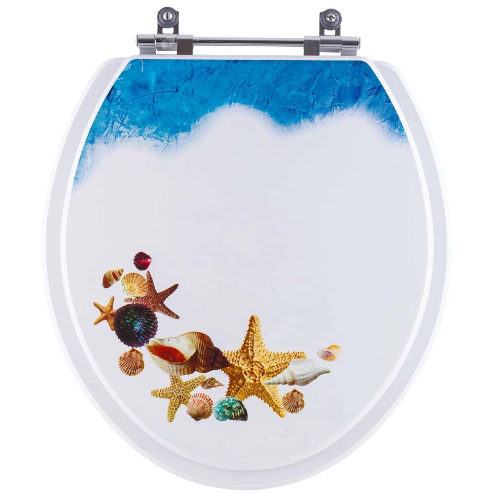 Assento Sanitário Decorado Fundo Do Mar Conchas Estrela Do Mar