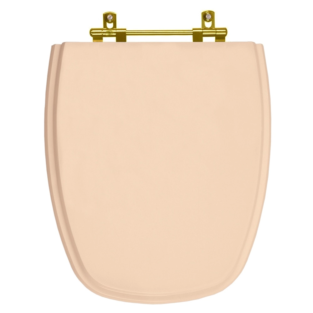 Assento Sanitário Monte Carlo Rosa Floral Ferragem Dourada